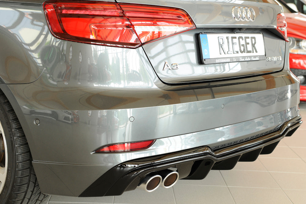 Rieger 00088180 Audi 8V A3 Rear Diffuser for Twin Tailpipe Left - Glossy Black