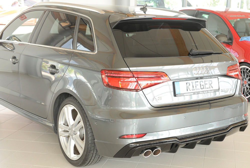 Rieger 00088180 Audi 8V A3 Rear Diffuser for Twin Tailpipe Left - Glossy Black