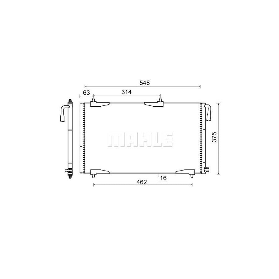 MAHLE ORIGINAL AC 501 000S Air conditioning condenser for PEUGEOT 206 without dryer