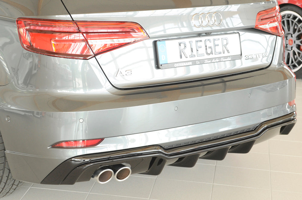 Rieger 00088180 Audi 8V A3 Rear Diffuser for Twin Tailpipe Left - Glossy Black