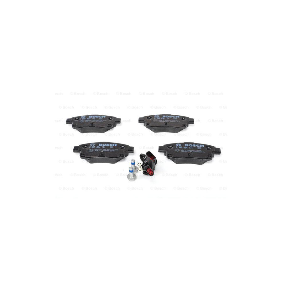 Bosch 0986494171 Brake Pad Set For Ford Transit Incl Wear Warning Contact With Anti Squeak Plate With Bolts Screws With Accessories BP1082
