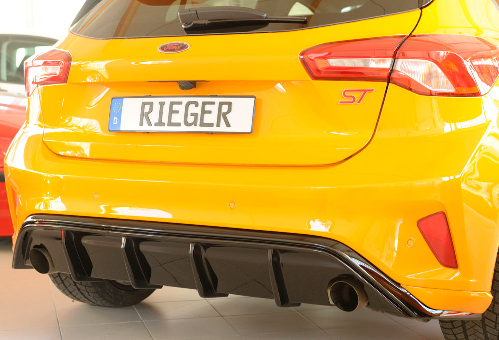 Rieger 00088179 Ford DEH Focus 4 ST Rear Diffuser for Original Tailpipe Left & RIght - Glossy Black