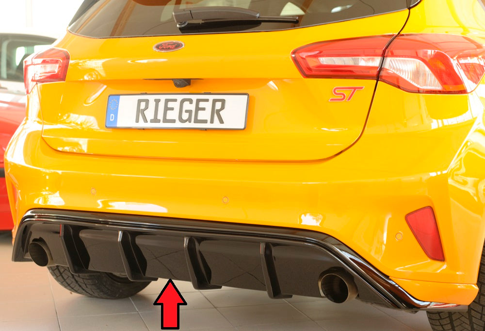 Rieger 00088179 Ford DEH Focus 4 ST Rear Diffuser for Original Tailpipe Left & RIght - Glossy Black