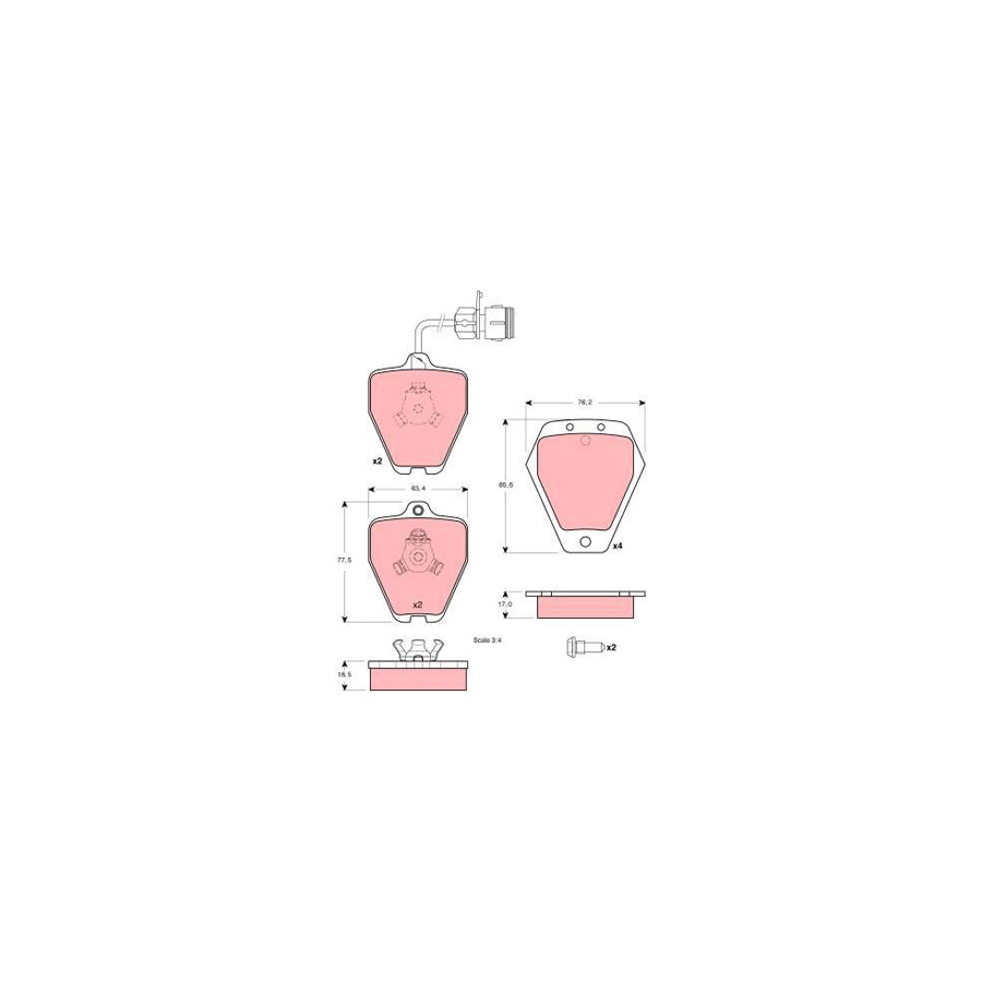 TRW Gdb1329 Brake Pad Set Incl Wear Warning Contact