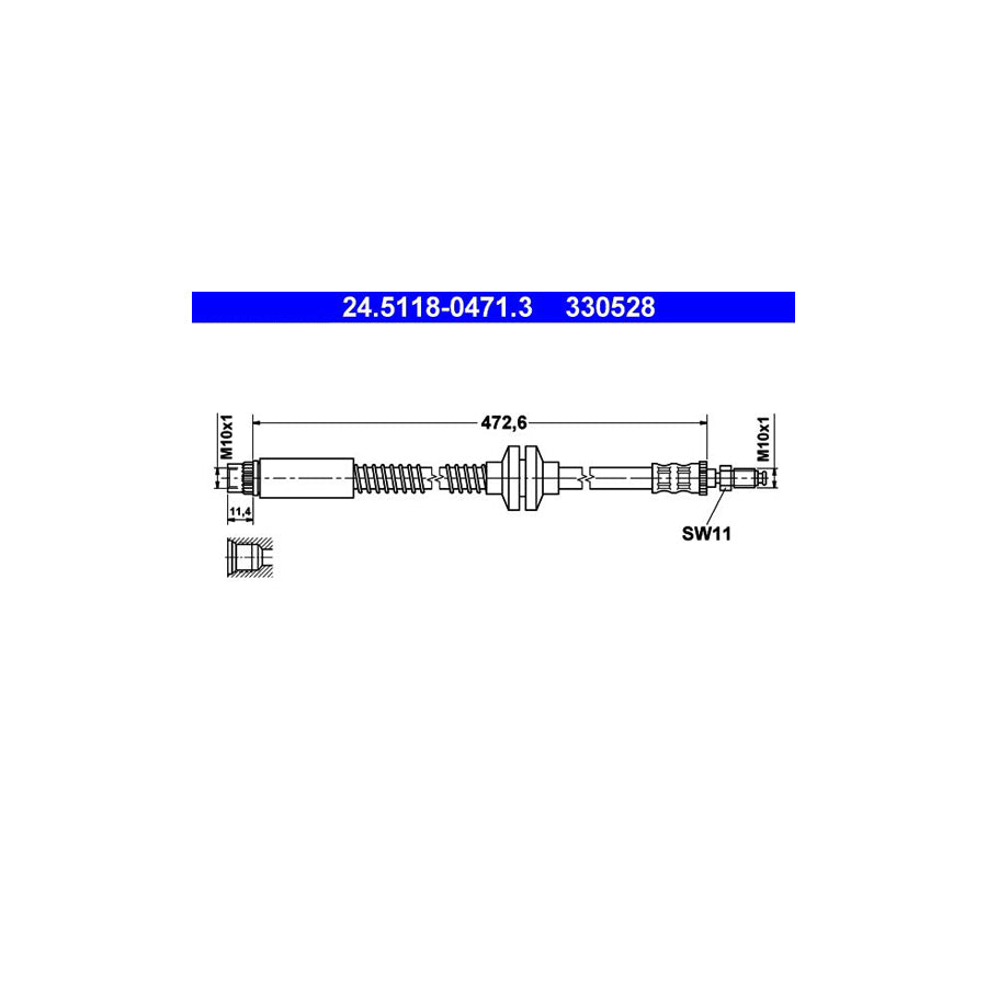 ATE 24 5118 0471 3 Brake Hose 473Mm M10X1
