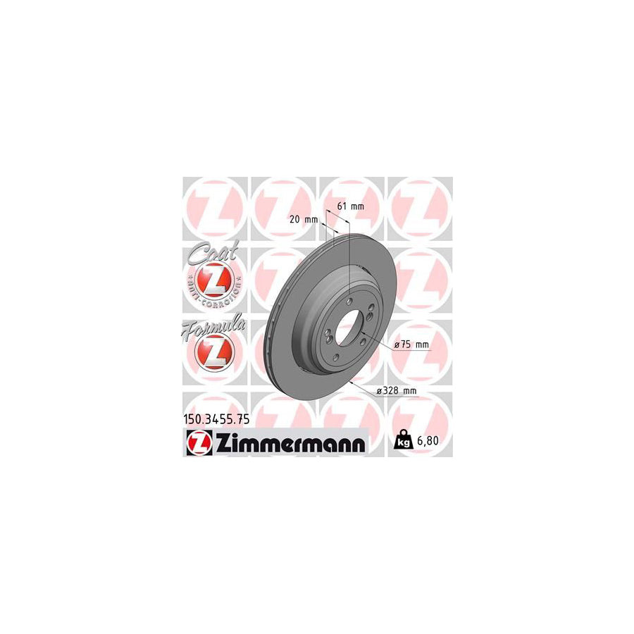 ZIMmERMANN FORMULA Z COAT Z 150 3455 75 Brake Disc for BMW 5 Saloon E39 Two piece brake disc Vented Coated Alloyed High carbon