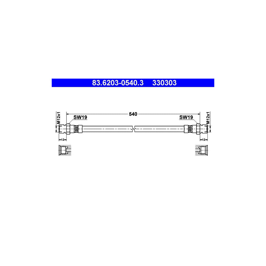ATE 83 6203 0540 3 Brake Hose