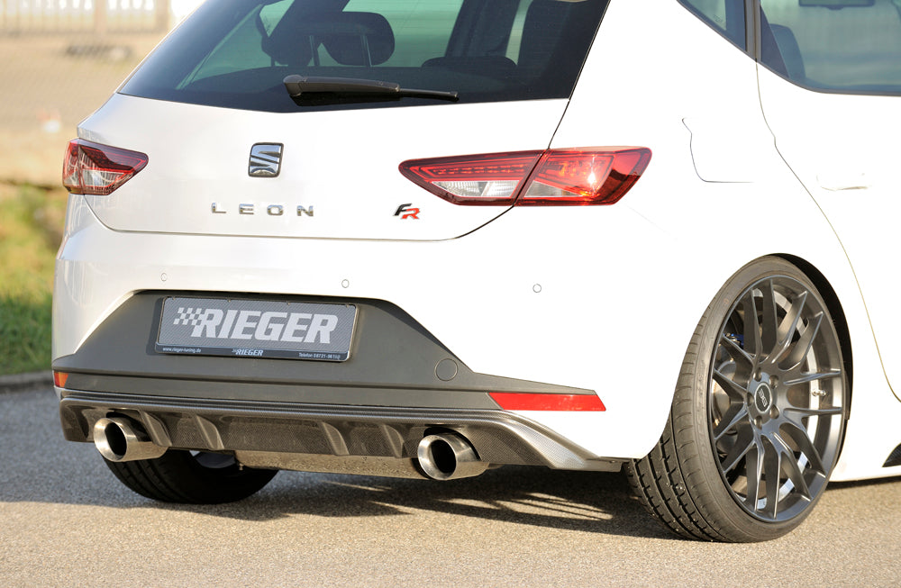 Rieger 00099186 SEAT 5F Leon FR Rear Diffuser for Sport Tailpipe Left & Right - Carbon-Look