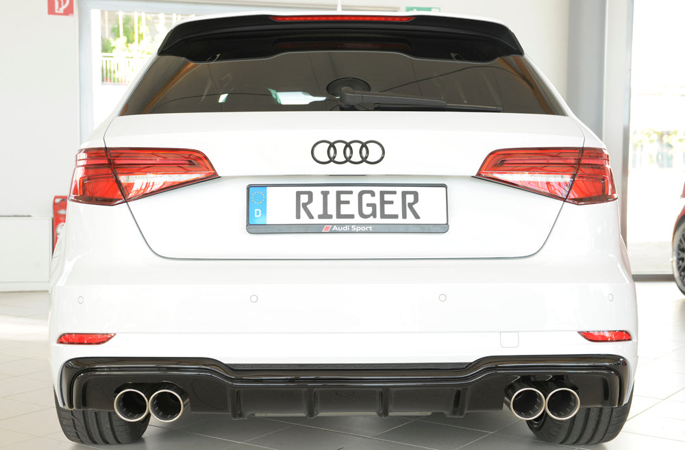 Rieger 00088182 Audi 8V A3 Rear Diffuser for Twin Tailpipe Left & Right - Glossy Black