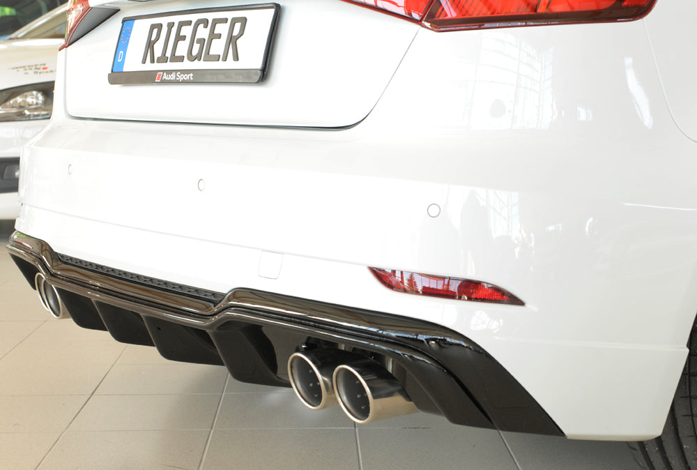 Rieger 00088182 Audi 8V A3 Rear Diffuser for Twin Tailpipe Left & Right - Glossy Black