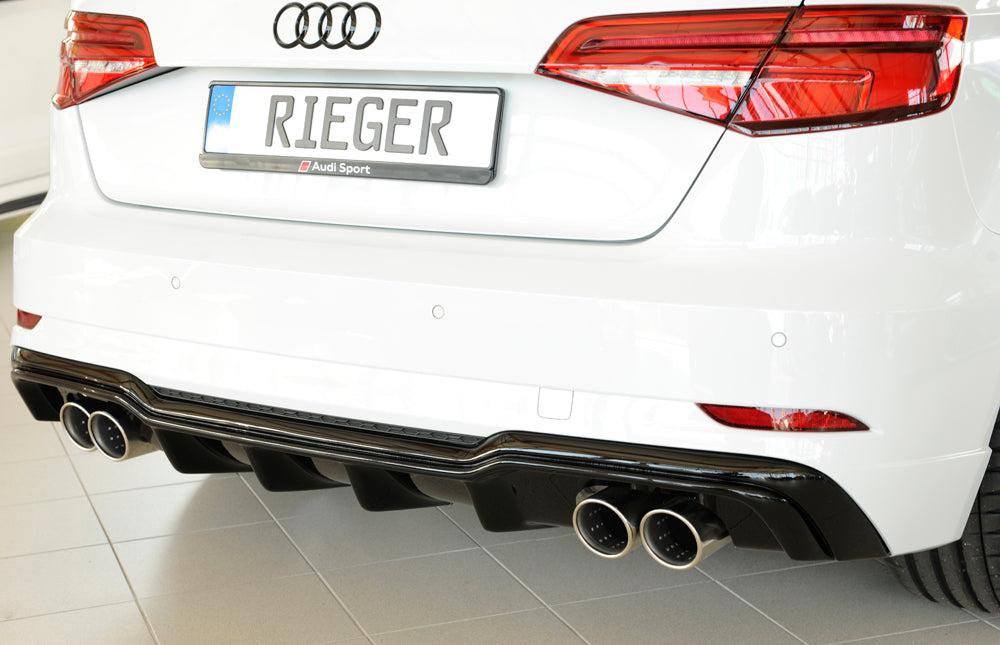 Rieger 00088182 Audi 8V A3 Rear Diffuser for Twin Tailpipe Left & Right - Glossy Black