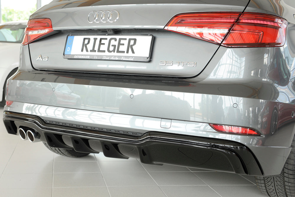 Rieger 00088180 Audi 8V A3 Rear Diffuser for Twin Tailpipe Left - Glossy Black