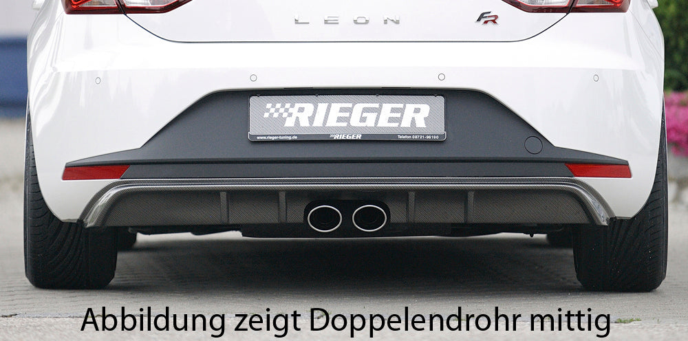 Rieger 00099184 SEAT 5F Leon FR Rear Diffuser for Twin Tailpipe Left & Right - Carbon-Look