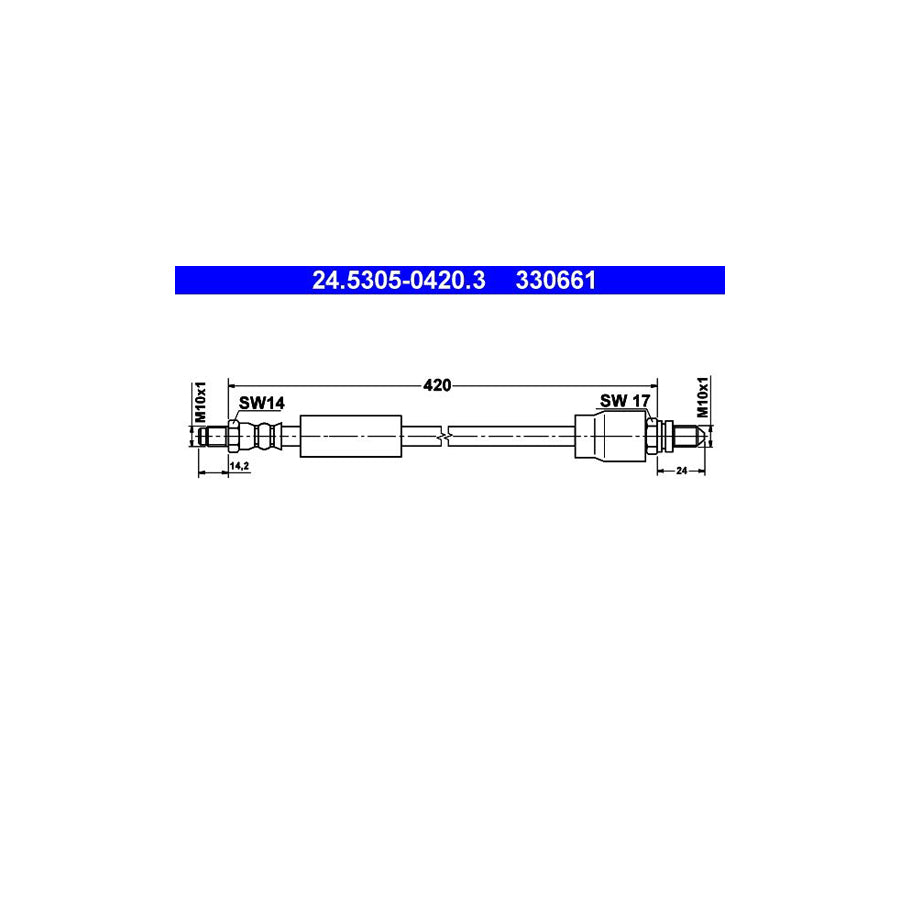 ATE 24 5305 0420 3 Brake Hose for FORD ESCORT 420Mm