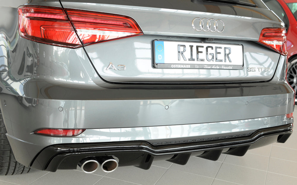 Rieger 00088180 Audi 8V A3 Rear Diffuser for Twin Tailpipe Left - Glossy Black