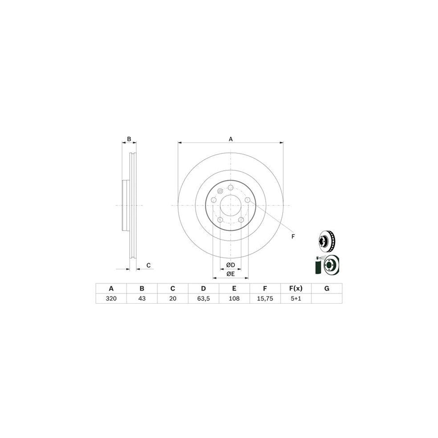 BOSCH 0 986 479 E87 Brake Disc Vented Coated