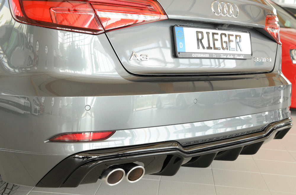 Rieger 00088180 Audi 8V A3 Rear Diffuser for Twin Tailpipe Left - Glossy Black