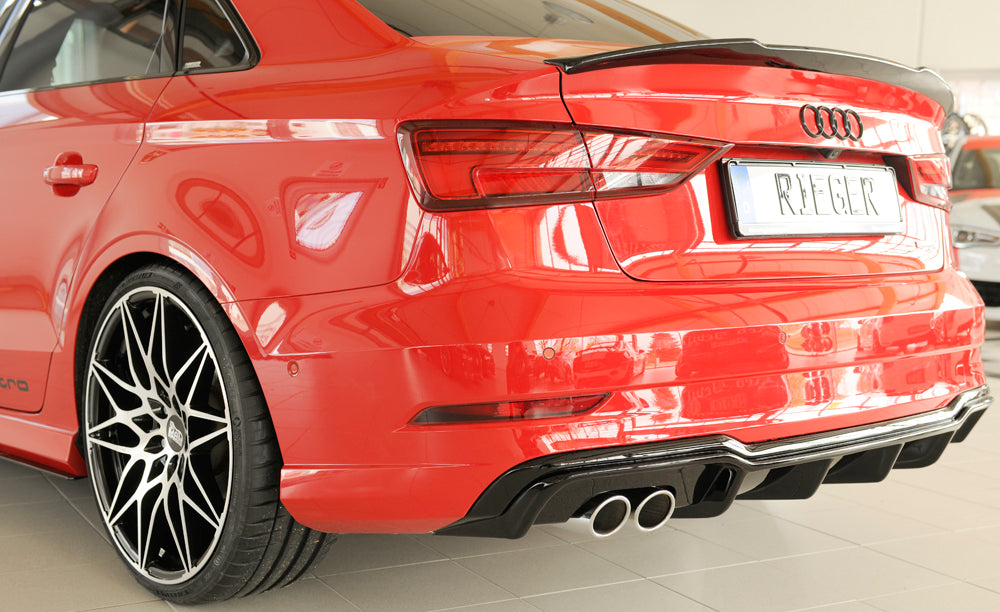 Rieger 00088184 Audi 8V A3 Rear Diffuser for Twin Tailpipe Left - Glossy Black
