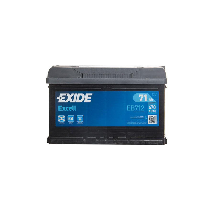 Exide Excell Car Battery 100 EB712 (71Ah) - 3 Year Guarantee - W096SE