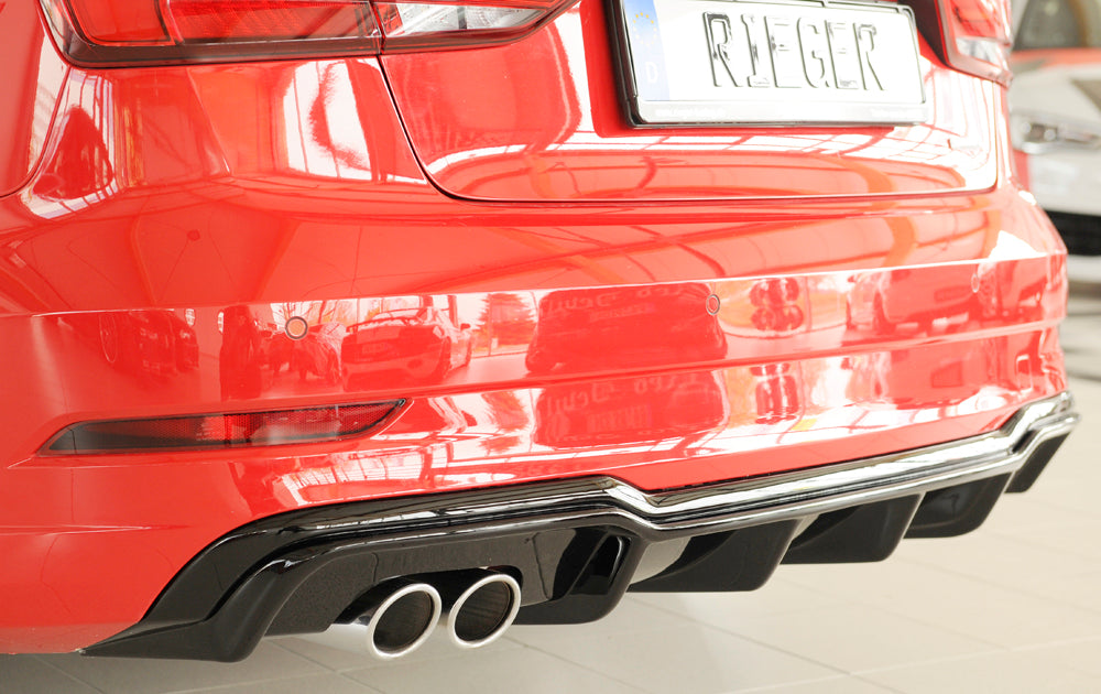 Rieger 00088184 Audi 8V A3 Rear Diffuser for Twin Tailpipe Left - Glossy Black
