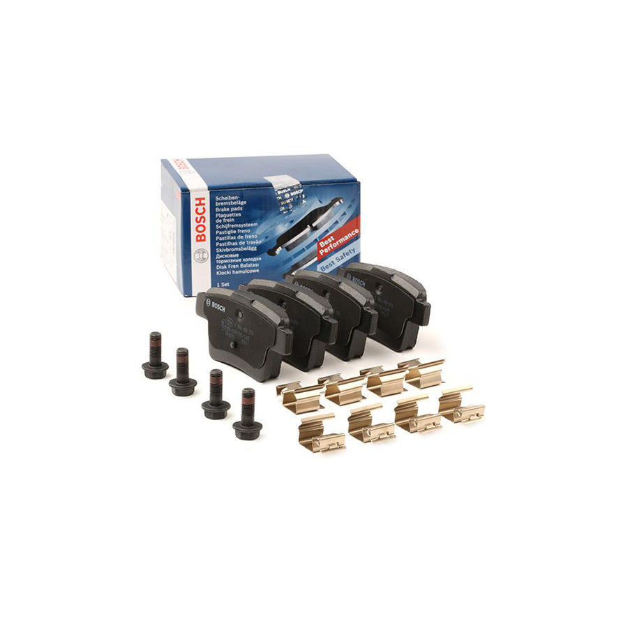 Bosch 0986494076 Brake Pad Set With Anti Squeak Plate With Bolts Screws With Mounting Manual BP986
