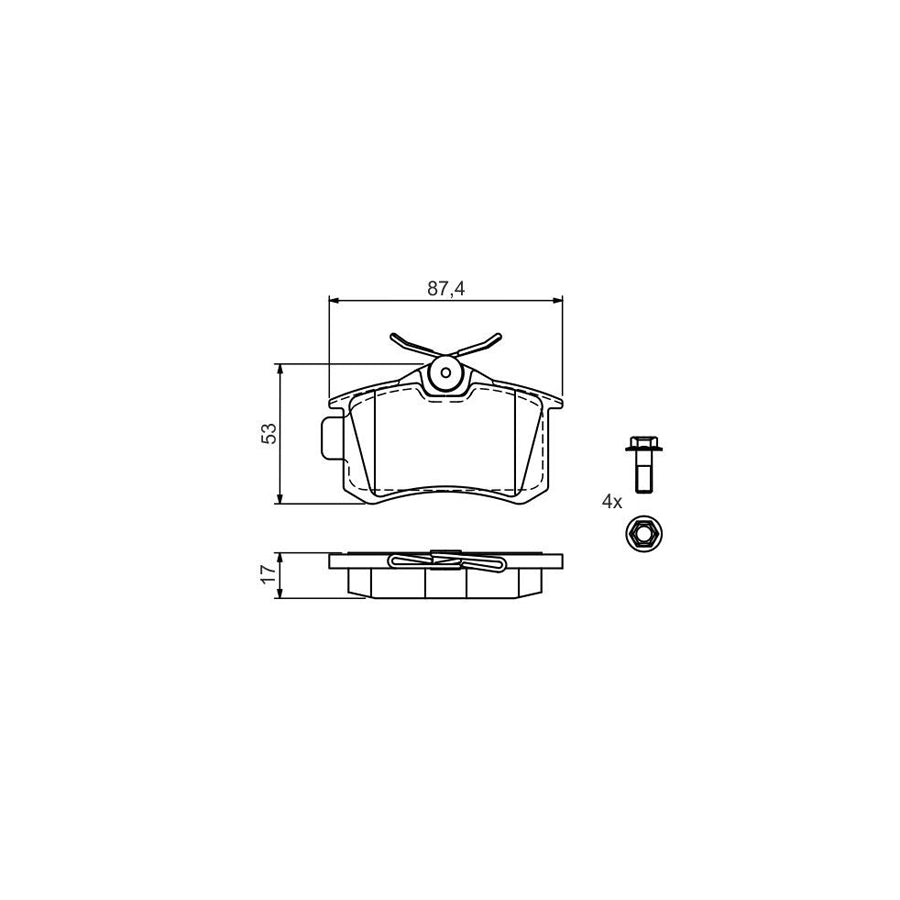 Bosch 0986494515 Brake Pad Set With Anti Squeak Plate With Bolts Screws With Accessories BP1436