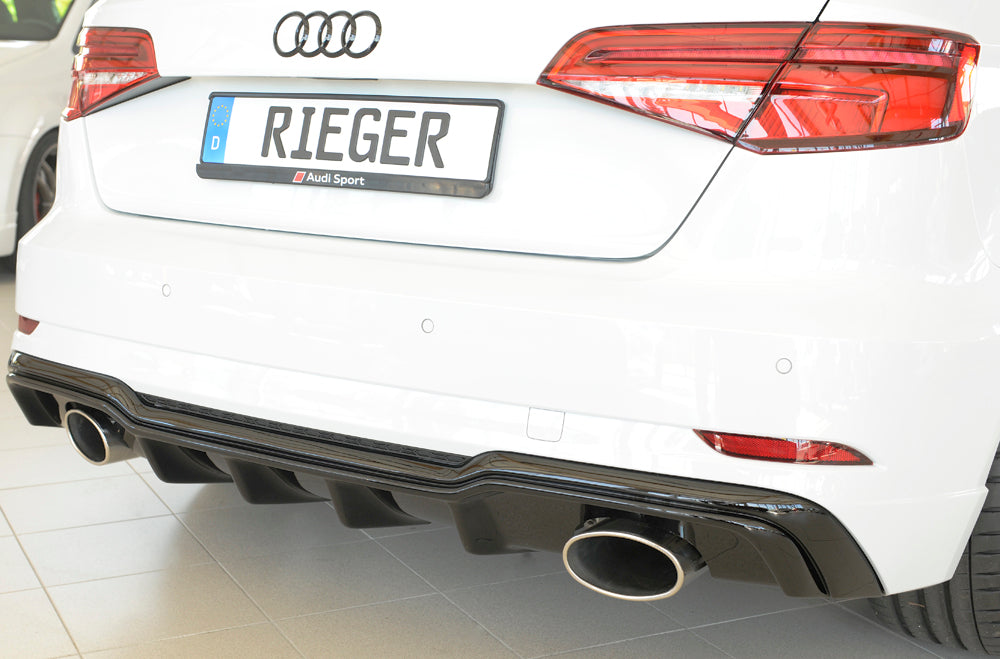 Rieger 00088183 Audi 8V Rear Diffuser for Sport Tailpipe Left & Right (A3 & S3) - Glossy Black