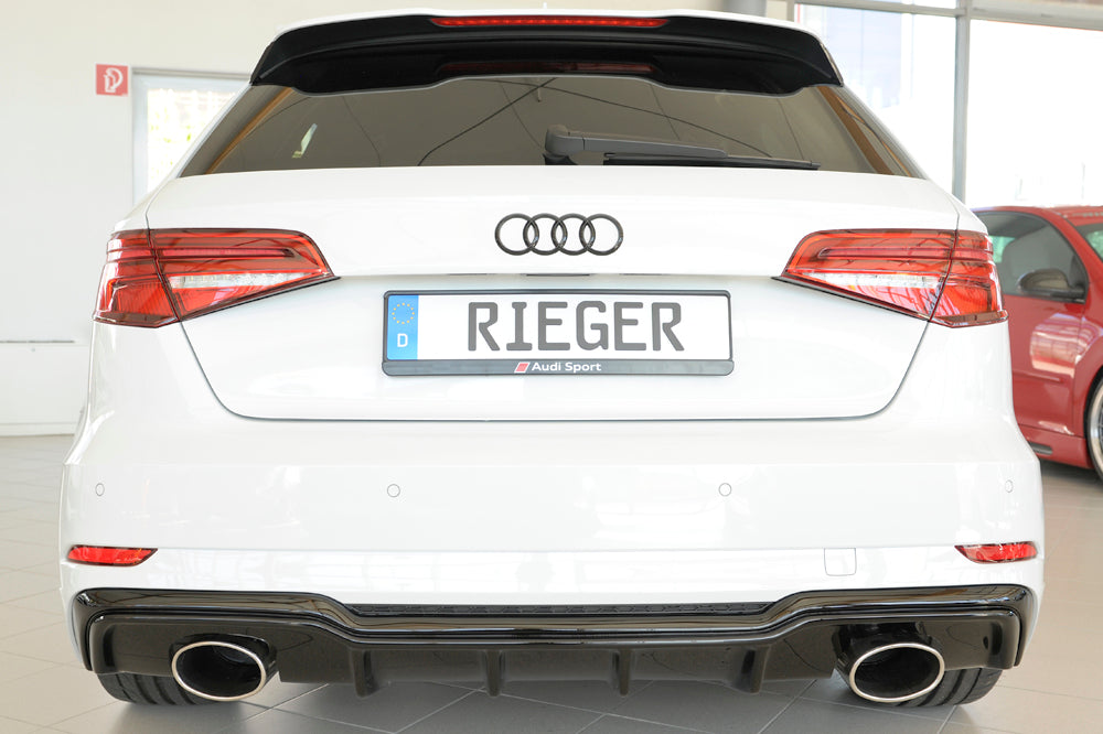 Rieger 00088183 Audi 8V Rear Diffuser for Sport Tailpipe Left & Right (A3 & S3) - Glossy Black
