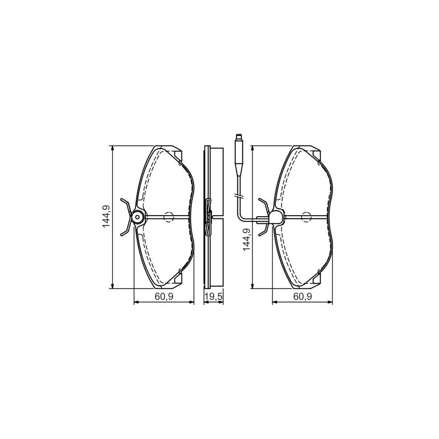 Bosch 0986495056 Brake Pad Set Incl Wear Warning Contact With Mounting Manual BP1483