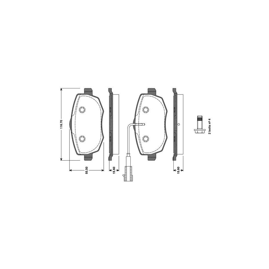 Bosch 0986Tb3129 Brake Pad Set For Lancia Ypsilon Ii 843 Excl Wear Warning Contact