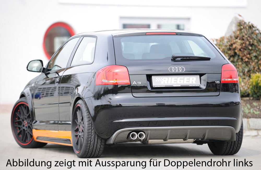 Rieger 00099189 Audi 8P A3 Rear Diffuser for Original Tailpipe Left - Carbon-Look