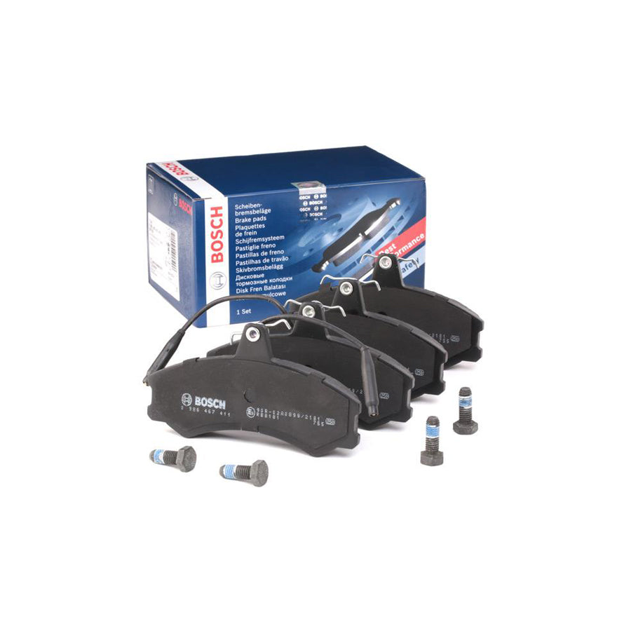 Bosch 0986467411 Brake Pad Set With Integrated Wear Sensor With Anti Squeak Plate With Bolts Screws With Accessories BP708