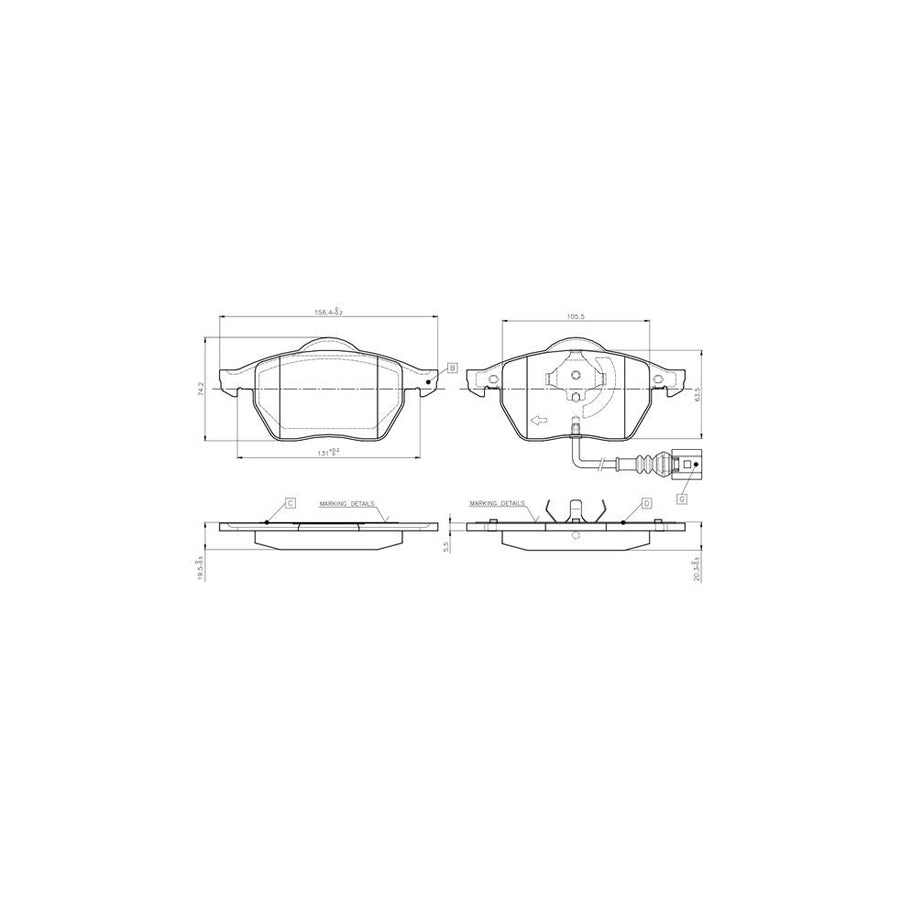Bosch 0986Tb2216 Brake Pad Set Incl Wear Warning Contact With Accessories