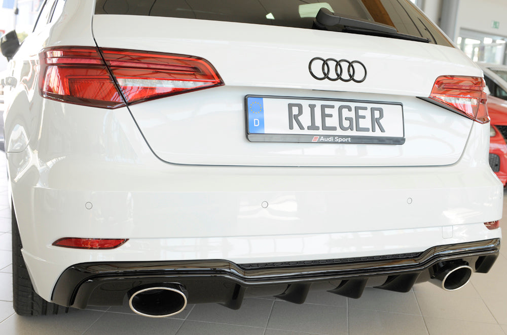 Rieger 00088183 Audi 8V Rear Diffuser for Sport Tailpipe Left & Right (A3 & S3) - Glossy Black