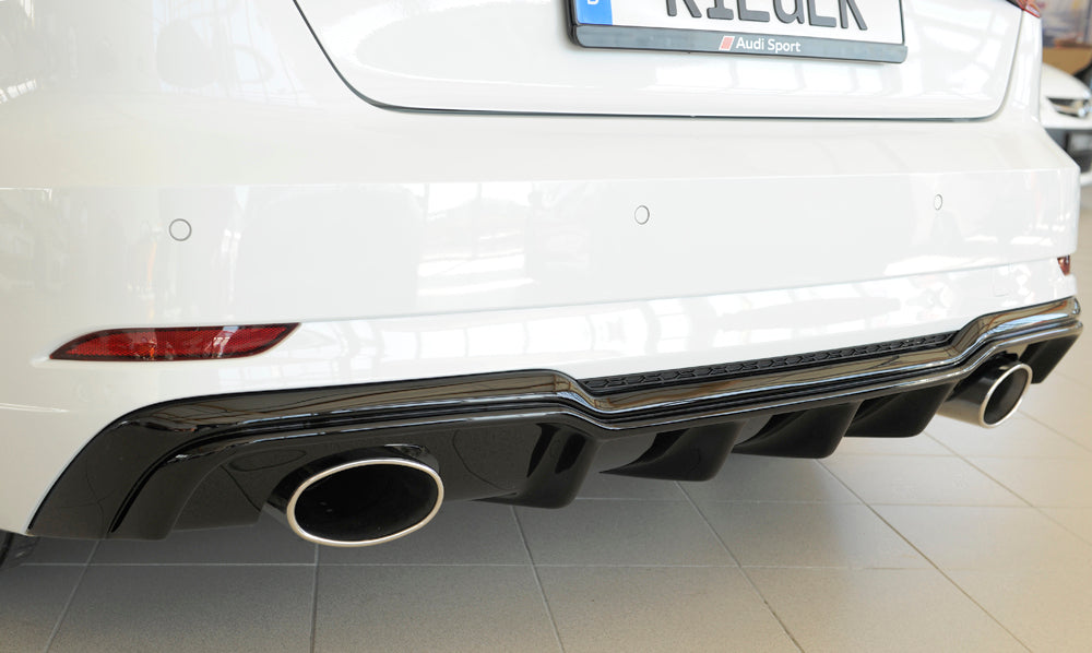 Rieger 00088183 Audi 8V Rear Diffuser for Sport Tailpipe Left & Right (A3 & S3) - Glossy Black