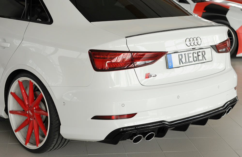 Rieger 00088185 Audi 8V S3 Rear Diffuser for Original Twin Tailpipe Left & Right - Glossy Black