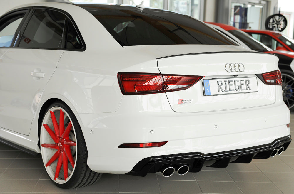 Rieger 00088185 Audi 8V S3 Rear Diffuser for Original Twin Tailpipe Left & Right - Glossy Black