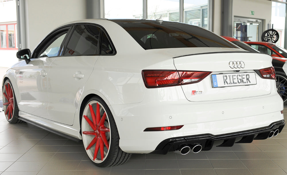 Rieger 00088185 Audi 8V S3 Rear Diffuser for Original Twin Tailpipe Left & Right - Glossy Black