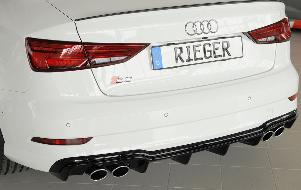 Rieger 00088185 Audi 8V S3 Rear Diffuser for Original Twin Tailpipe Left & Right - Glossy Black