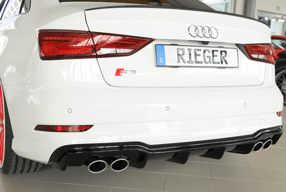 Rieger 00088185 Audi 8V S3 Rear Diffuser for Original Twin Tailpipe Left & Right - Glossy Black