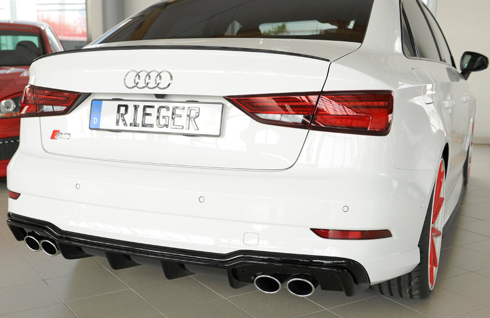 Rieger 00088185 Audi 8V S3 Rear Diffuser for Original Twin Tailpipe Left & Right - Glossy Black