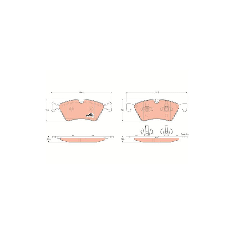TRW Cotec Gdb1642 Brake Pad Set Prepared For Wear Indicator
