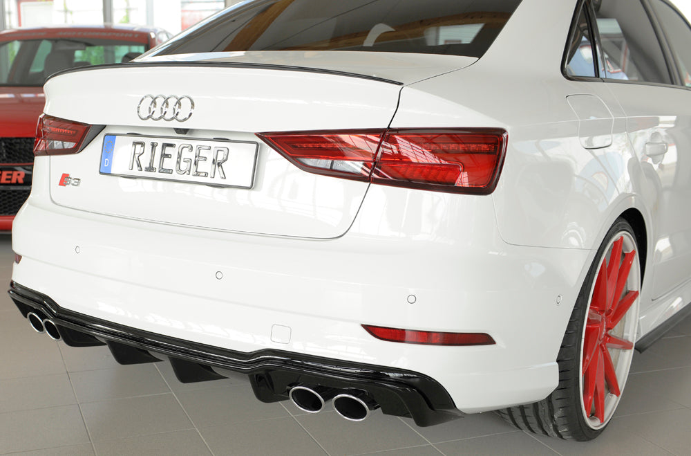 Rieger 00088185 Audi 8V S3 Rear Diffuser for Original Twin Tailpipe Left & Right - Glossy Black