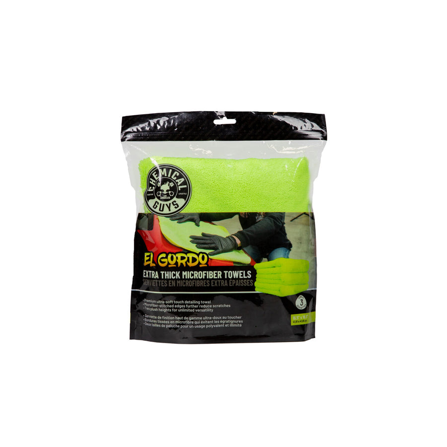 Chemical Guys El Gordo Extra Thick Professional Microfiber Towel, Green 16.5" x 16.5" (3 Pack) | Duco Car Parts UK Car Parts