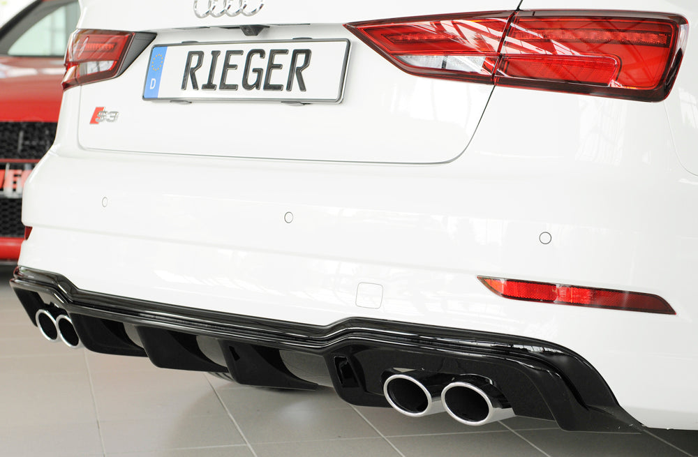 Rieger 00088185 Audi 8V S3 Rear Diffuser for Original Twin Tailpipe Left & Right - Glossy Black