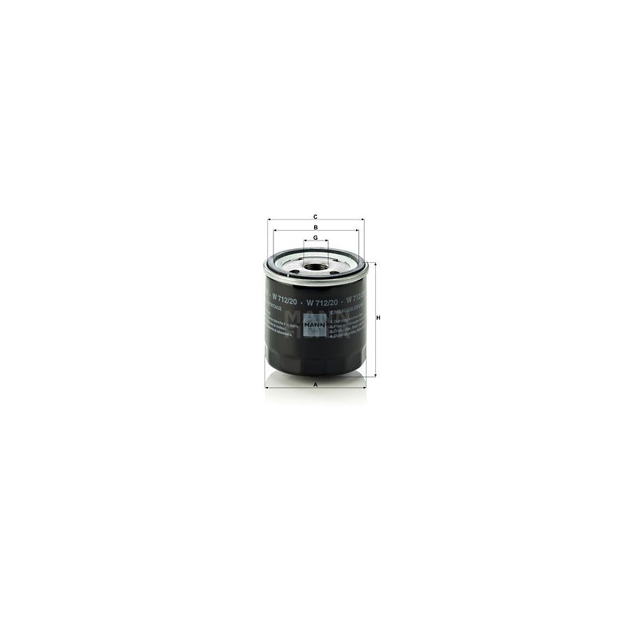 MANN-FILTER W 712/20 Oil Filter Spin-on Filter