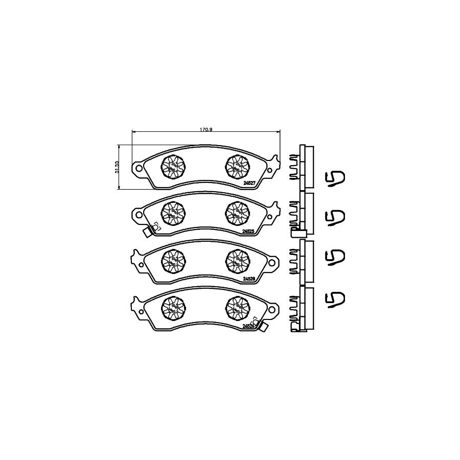 Hella 8DB 355 021 031 Brake Pad Set With Acoustic Wear Warning With Accessories