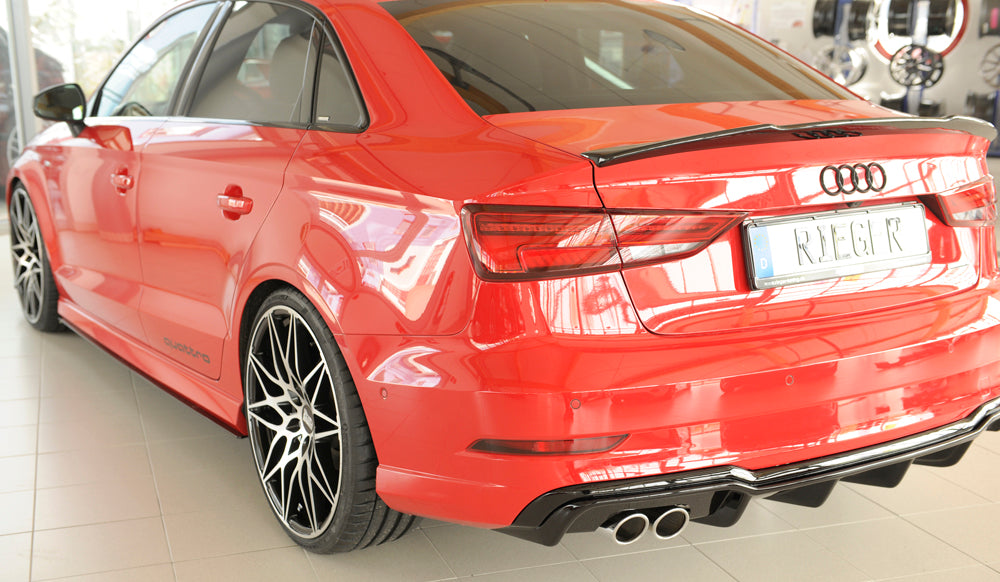 Rieger 00088184 Audi 8V A3 Rear Diffuser for Twin Tailpipe Left - Glossy Black