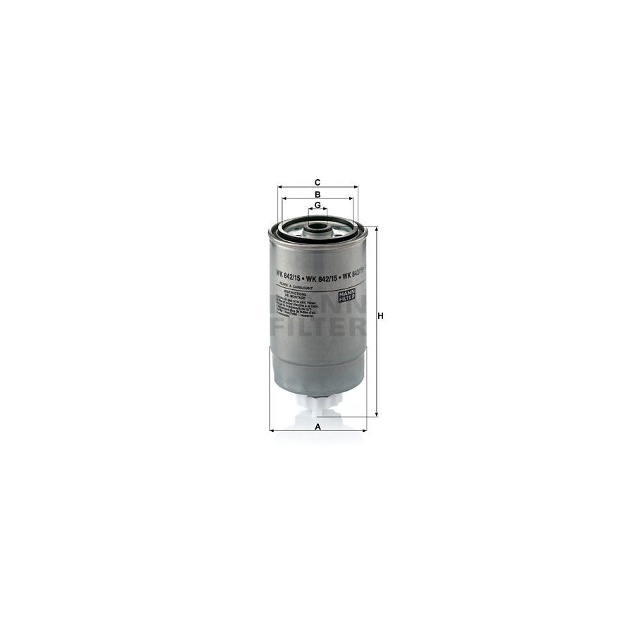 MANN-FILTER WK 842/15 Fuel filter for FIAT DUCATO Spin-on Filter