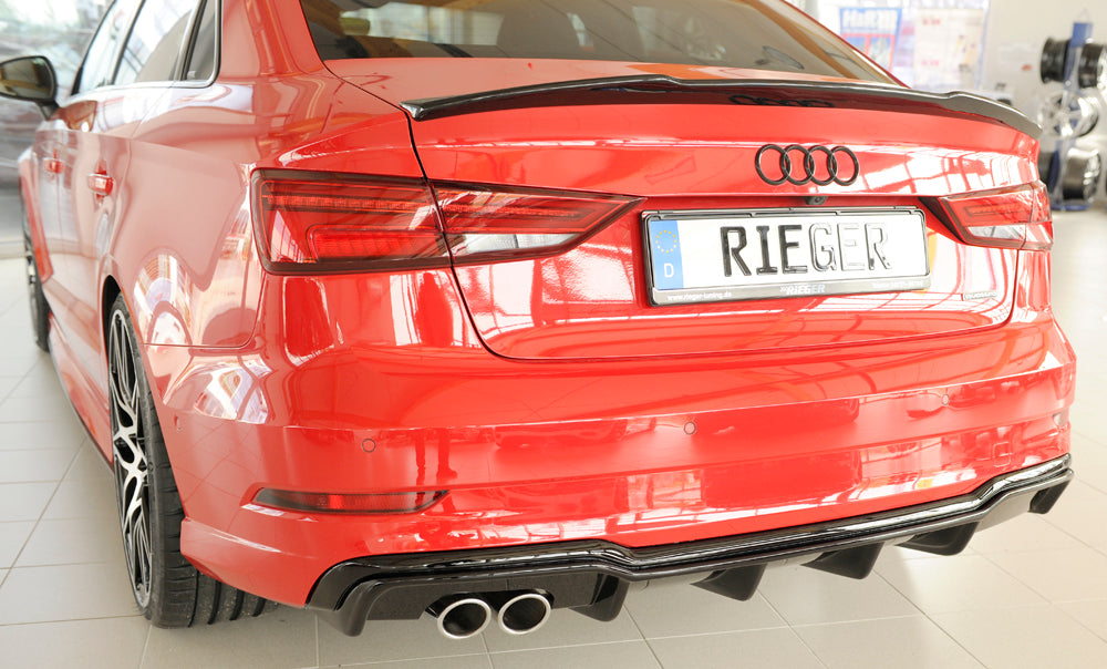 Rieger 00088184 Audi 8V A3 Rear Diffuser for Twin Tailpipe Left - Glossy Black